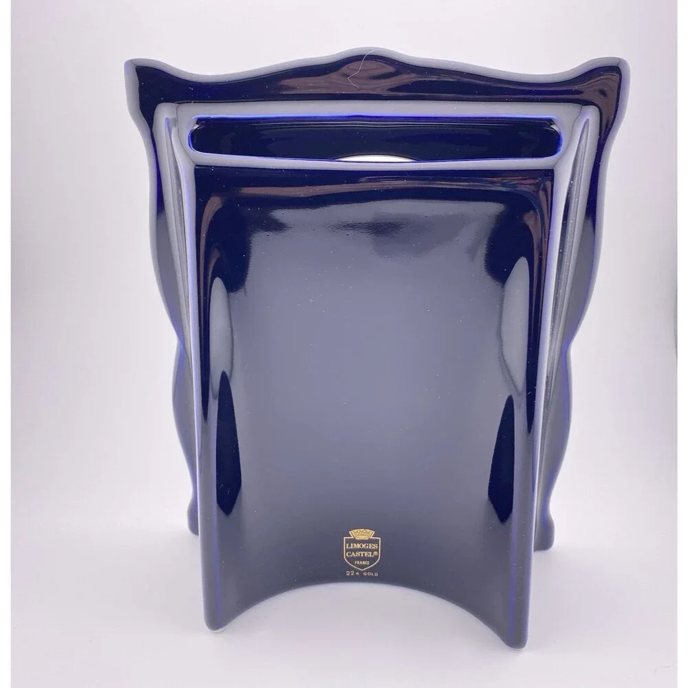 Vintage Limoges Castel Cobalt Blue & 22k Gold Oval Opening Frame